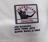 New York Jets Joe Namath Autographed White Authentic Mitchell & Ness Jersey Beckett BAS QR #BS30312