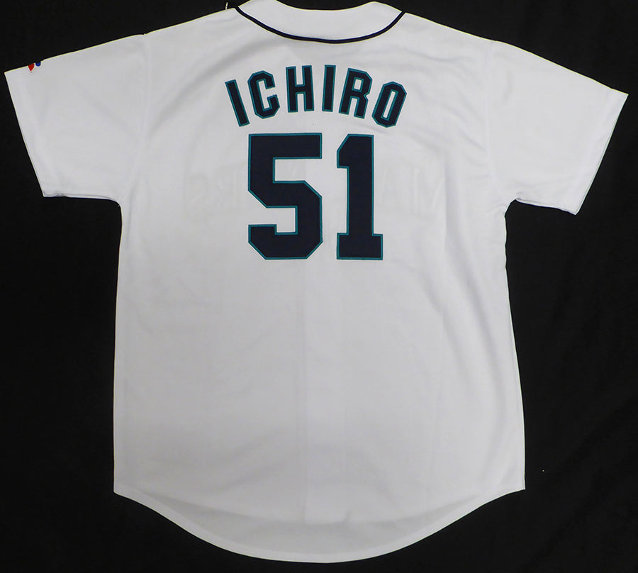 Seattle Mariners Ichiro Suzuki Autographed White Russell Jersey Beckett BAS QR #BS30315