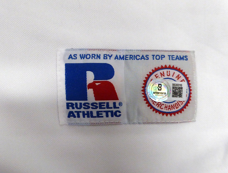 Seattle Mariners Ichiro Suzuki Autographed White Russell Jersey Beckett BAS QR #BS30316