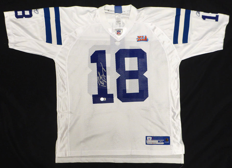 Indianapolis Colts Peyton Manning Autographed White Reebok Jersey SB XLI Beckett BAS QR #BS30364