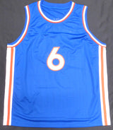 Philadelphia 76ers Julius Erving Autographed Blue Jersey Beckett BAS QR #BR49885