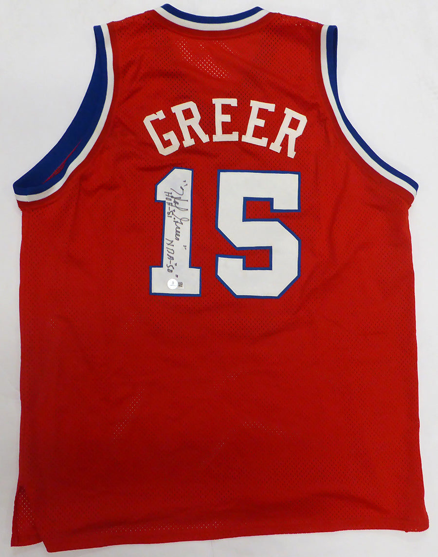 Philadelphia 76ers Hal Greer Autographed Red Jersey HOF 81 NBA "50" Beckett BAS QR #BS30062