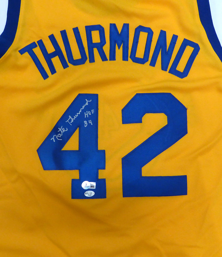 Golden State Warriors Nate Thurmond Autographed Yellow Jersey "HOF 84" Beckett BAS QR #BS30064