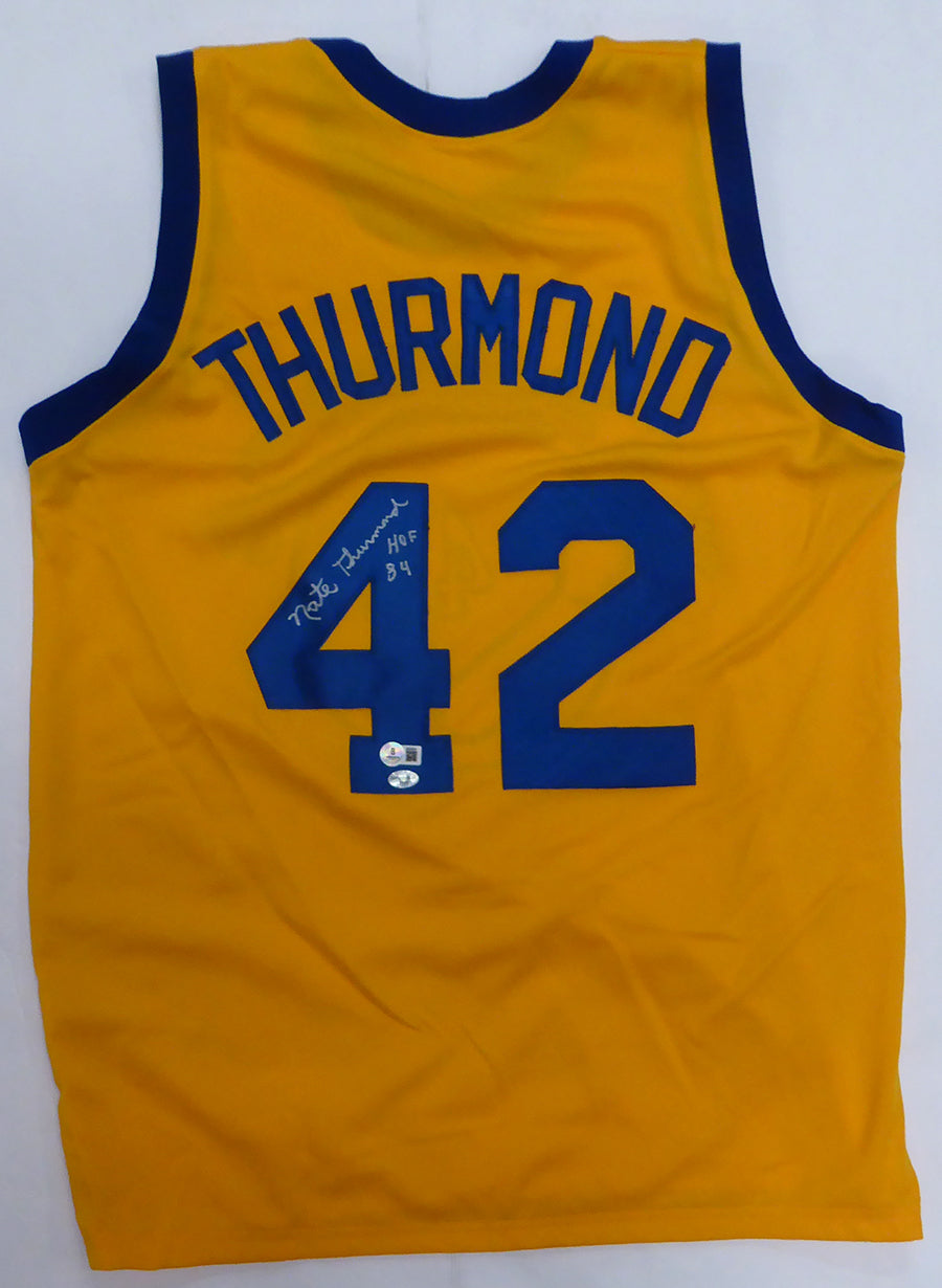 Golden State Warriors Nate Thurmond Autographed Yellow Jersey "HOF 84" Beckett BAS QR #BS30064