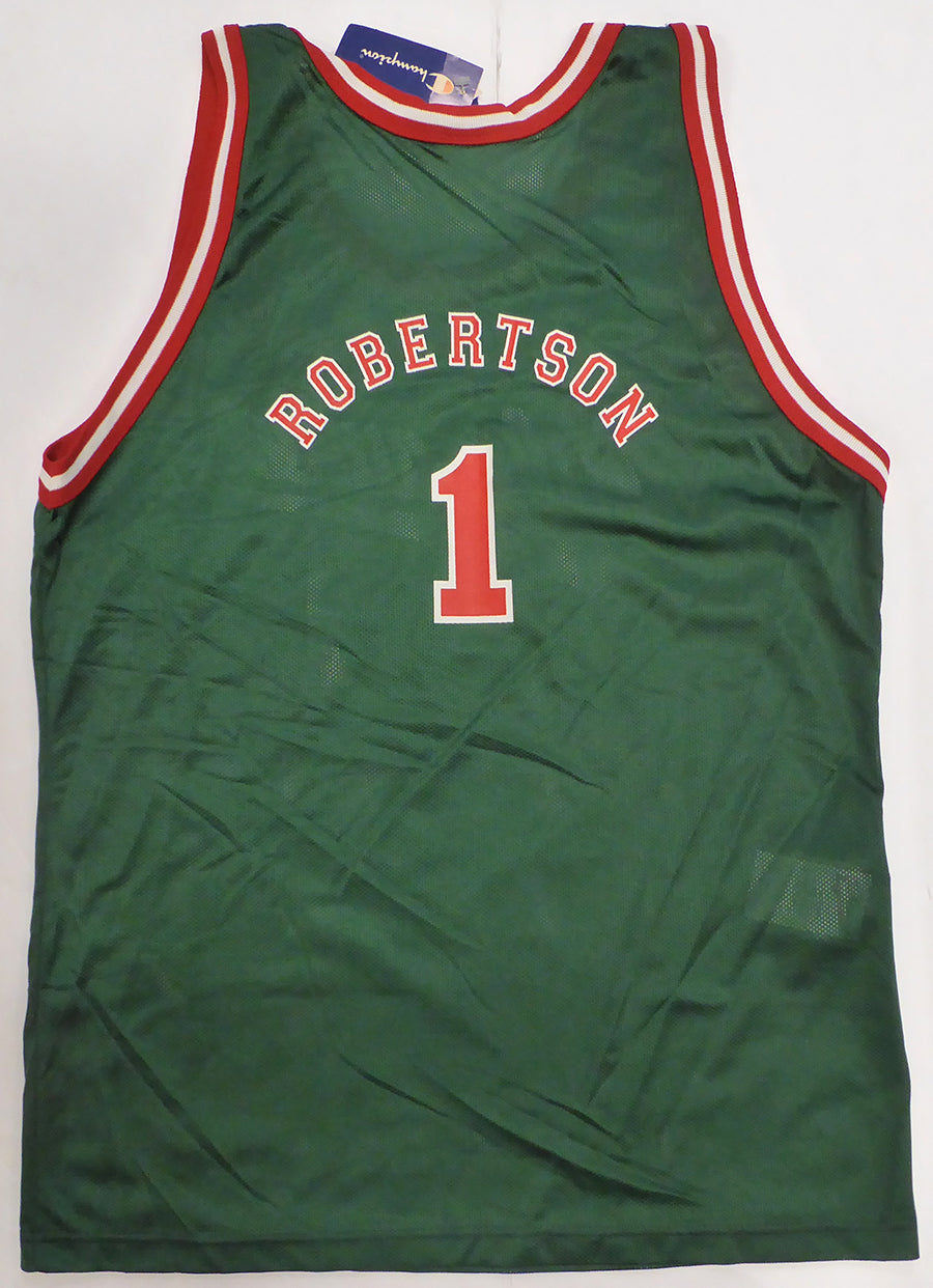 Milwaukee Bucks Oscar Robertson Autographed Green Champion Jersey Beckett BAS QR #BS30057