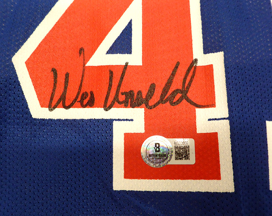 Washington Bullets Wes Unseld Autographed Blue Champion Jersey Signed Twice Beckett BAS QR #BS30059