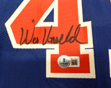 Washington Bullets Wes Unseld Autographed Blue Champion Jersey Signed Twice Beckett BAS QR #BS30059