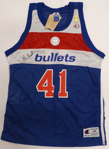 Washington Bullets Wes Unseld Autographed Blue Champion Jersey Signed Twice Beckett BAS QR #BS30059