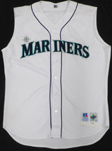 Seattle Mariners Jay Buhner Autographed White Russell Jersey 1998 Home Sleeveless Size 50 Beckett BAS QR #BH26884