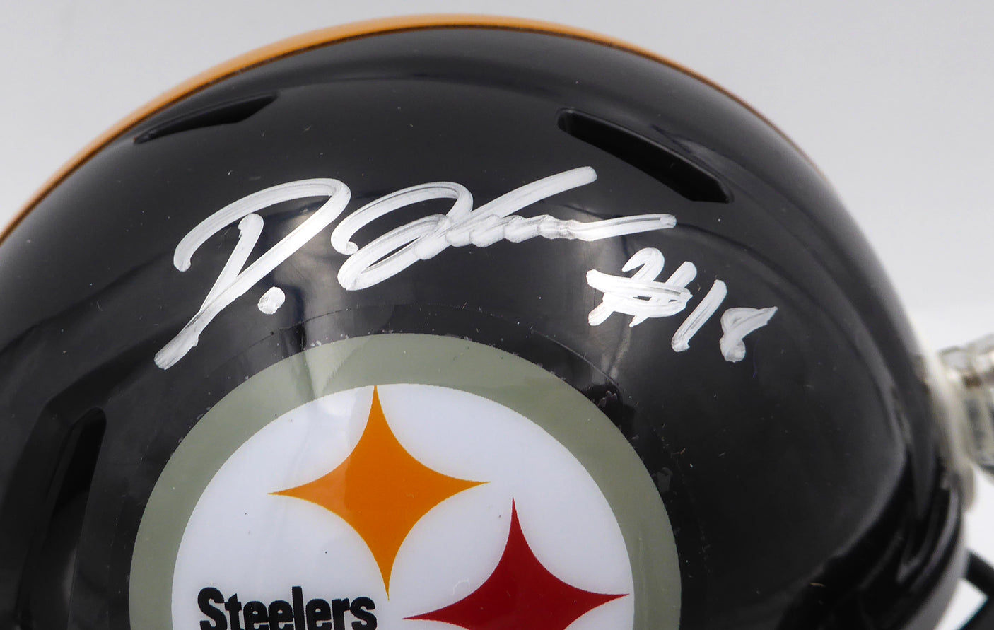 Diontae Johnson Autographed Black Speed Mini Helmet Pittsburgh Steelers Fanatics Holo #B789069