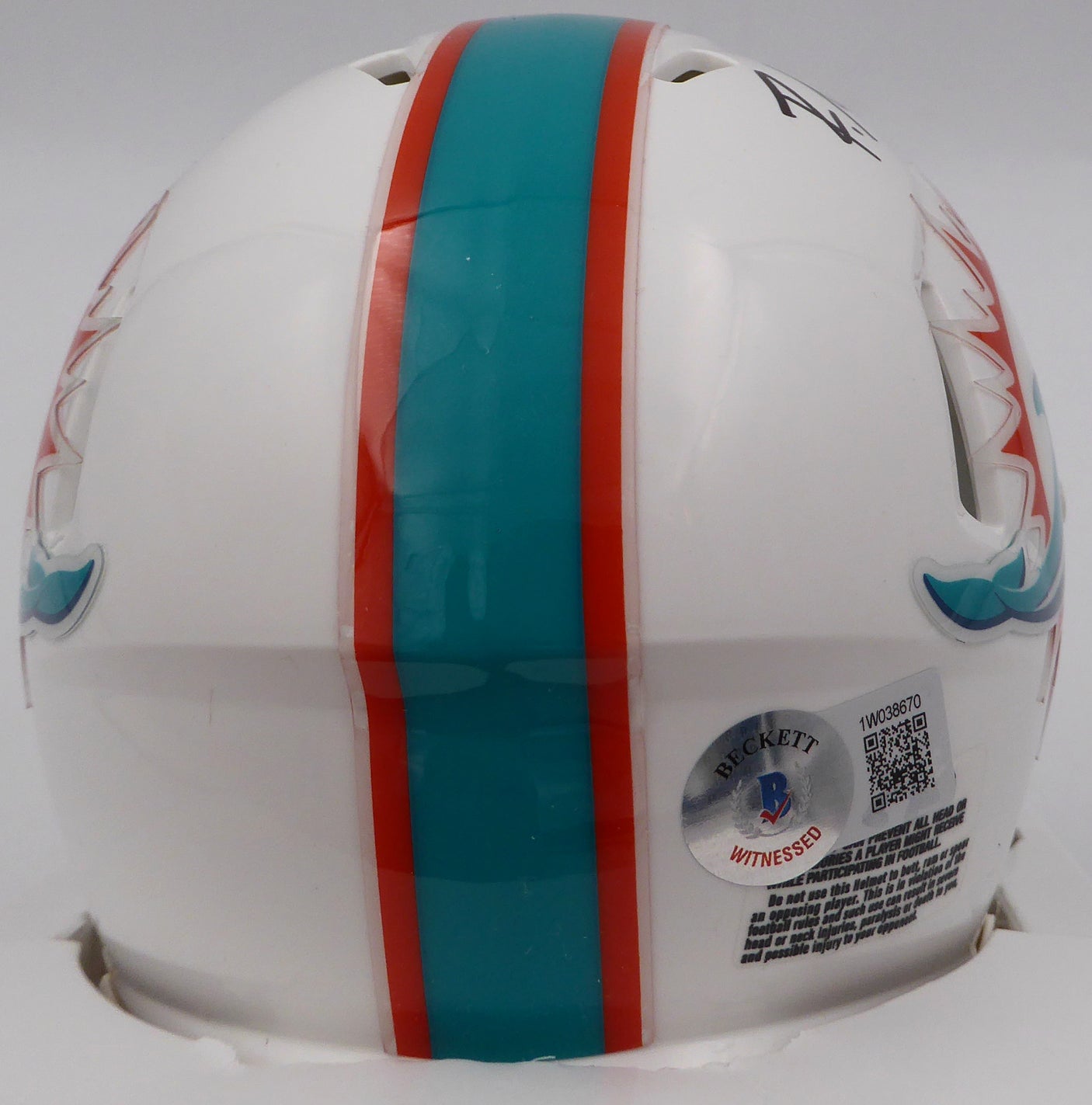 Raheem Mosert Autographed White Speed Mini Helmet Miami Dolphins Beckett BAS QR #1W038670