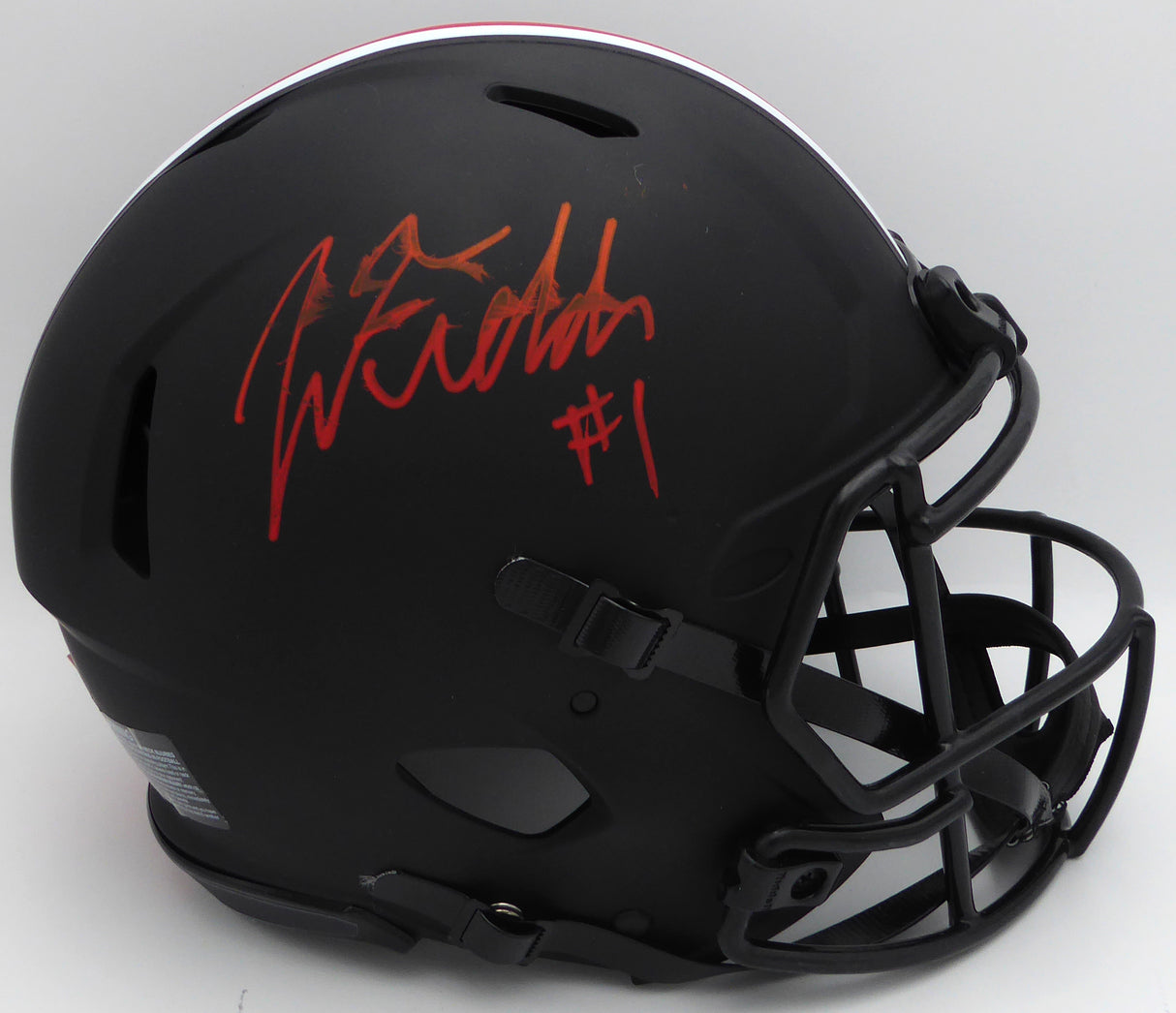 Justin Fields Autographed Matte Black Full Size Authentic Helmet Ohio State Buckeyes (Smudged) Beckett BAS QR #WG94077