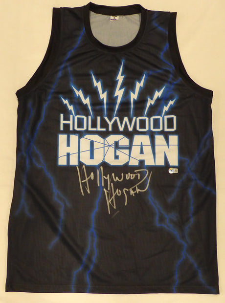 WWE Hulk Hogan Autographed Black Jersey "Hollywood Hogan" Beckett BAS QR #WR25667
