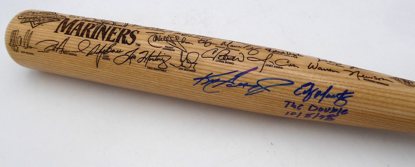 Ken Griffey Jr. & Edgar Martinez Autographed 1995 Commemorative Bat Seattle Mariners "The Double 10/8/95" Beckett BAS Witness #3W076820