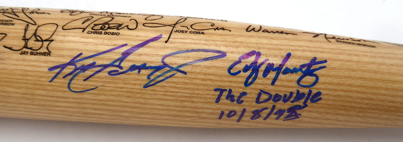 Ken Griffey Jr. & Edgar Martinez Autographed 1995 Commemorative Bat Seattle Mariners "The Double 10/8/95" Beckett BAS Witness #3W076820
