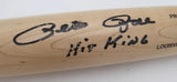 Pete Rose Autographed Louisville Slugger Bat Cincinnati Reds "Hit King" (Smudged) Beckett BAS Witness #W787864