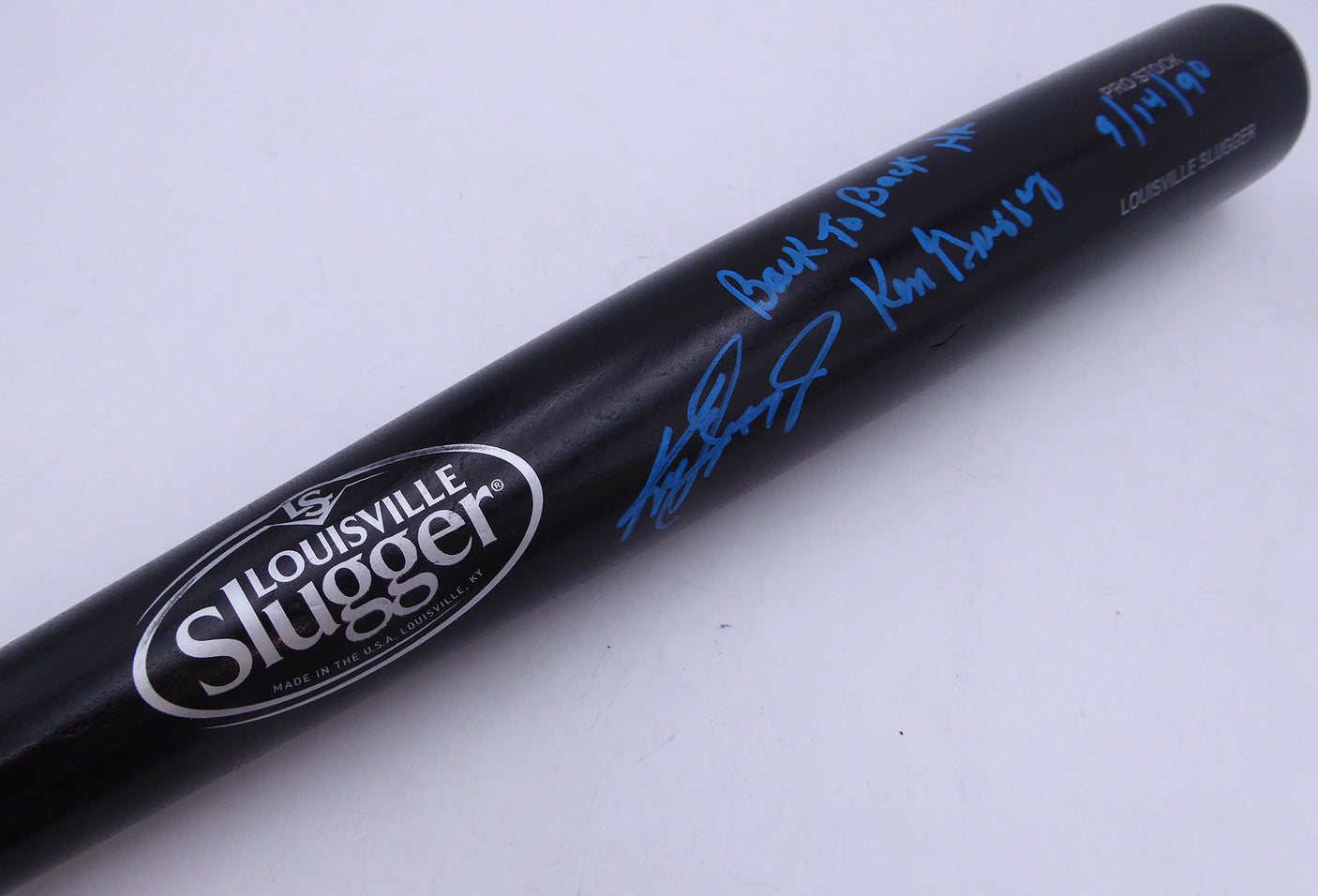 Ken Griffey Jr. & Sr. Autographed Louisville Slugger Bat Seattle Mariners "Back To Back HR 9/14/90" Beckett BAS Witness #2W690574
