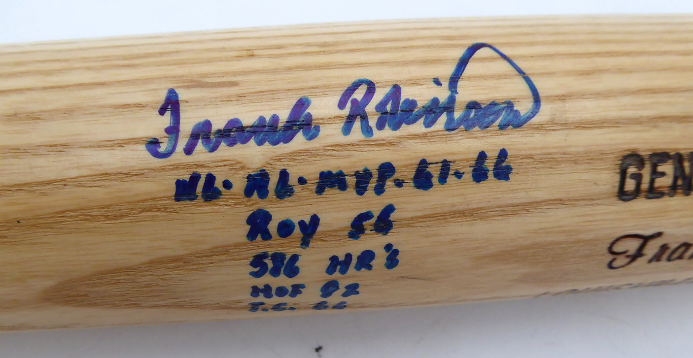 Frank Robinson Autographed Louisville Slugger Bat Baltimore Orioles "Stat Bat" Beckett BAS #BR84867