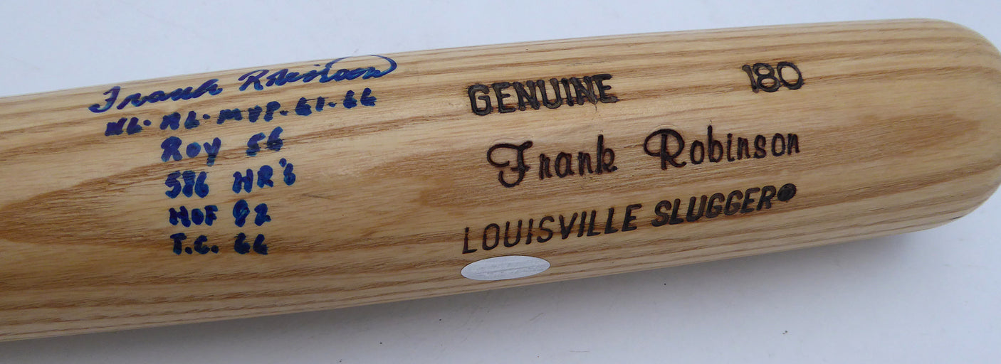 Frank Robinson Autographed Louisville Slugger Bat Baltimore Orioles "Stat Bat" Beckett BAS #BR84867