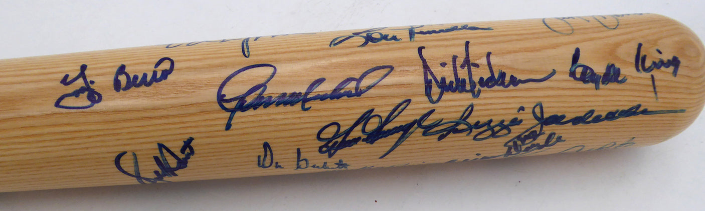 1978 New York Yankees Team Autographed Rawlings Bat 25 Signatures Including Reggie Jackson & Yogi Berra Beckett BAS #AE16701