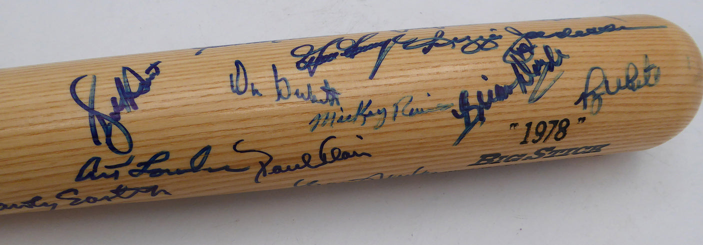 1978 New York Yankees Team Autographed Rawlings Bat 25 Signatures Including Reggie Jackson & Yogi Berra Beckett BAS #AE16701