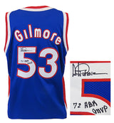Artis Gilmore Signed Blue Throwback Custom Basketball Jersey w/72 ABA MVP
