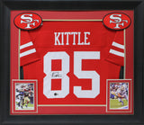 49ers George Kittle Authentic Signed Red Framed Jersey Autographed BAS Witnessed