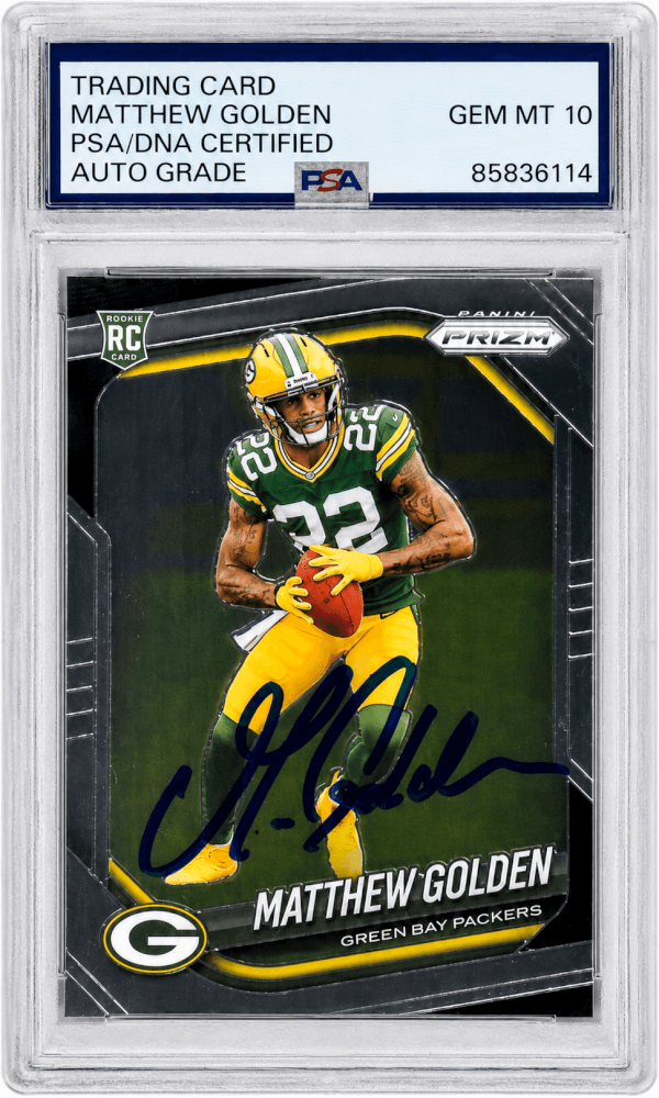 Matthew Golden Signed Packers 2025 Panini Prizm Rookie Football Card #326 - (PSA Encapsulated - Auto Grade 10)