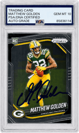 Matthew Golden Signed Packers 2025 Panini Prizm Rookie Football Card #326 - (PSA Encapsulated - Auto Grade 10)