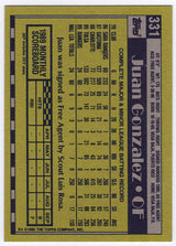 Juan Gonzalez Signed Texas Rangers 1990 Topps Rookie Baseball Card #331 w/434 HR's