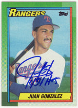 Juan Gonzalez Signed Texas Rangers 1990 Topps Rookie Baseball Card #331 w/434 HR's