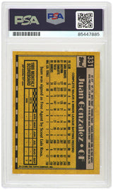 Juan Gonzalez Signed Texas Rangers 1990 Topps Rookie Baseball Card #331 w/434 HR's - (PSA Encapsulated)
