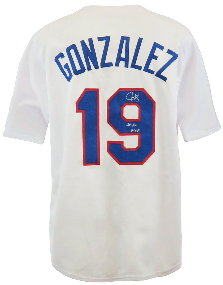Juan Gonzalez Signed White Custom Baseball Jersey w/2x AL MVP