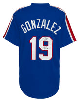 Juan Gonzalez Signed Blue Throwback Custom Baseball Jersey w/2x AL MVP