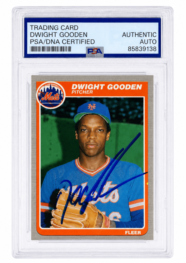 Dwight Gooden Signed Mets 1985 Fleer Rookie Baseball Card #82 - (PSA Encapsulated)