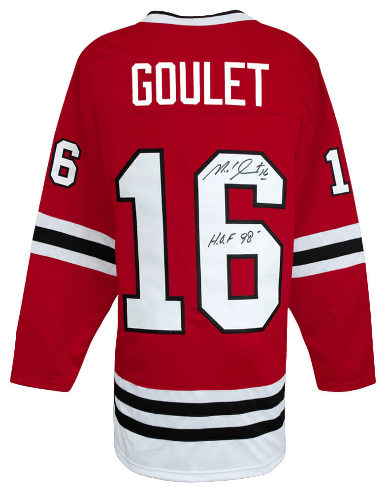 Michel Goulet Signed Red Custom Hockey Jersey w/HOF'98