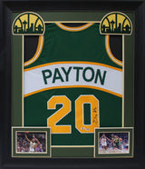Sonics Gary Payton Authentic Signed Green Framed Jersey Autographed BAS
