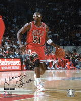 Horace Grant Signed Chicago Bulls Red Jersey Dribbling Action 8x10 Photo
