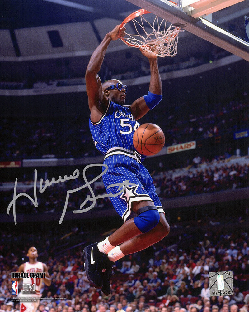 Horace Grant Signed Orlando Magic Blue Jersey Dunk 8x10 Photo