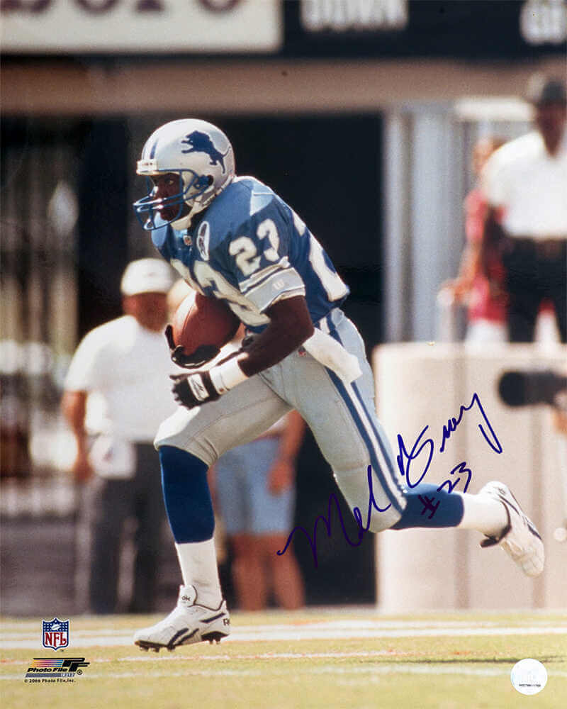Mel Gray Signed Detroit Lions Blue Jersey Action 16x20 Photo