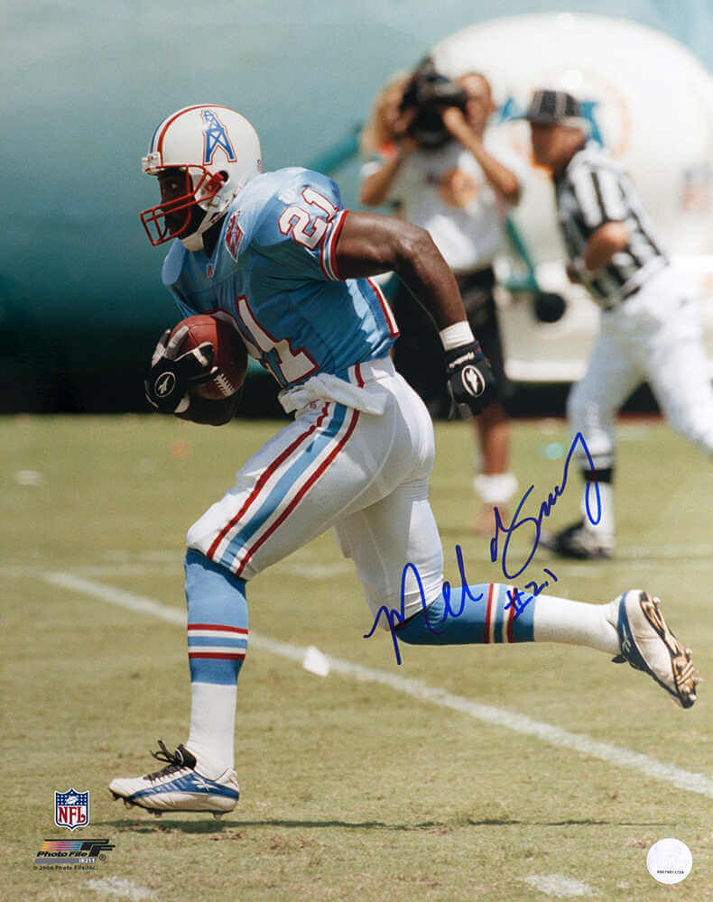 Mel Gray Signed Houston Oilers Blue Jersey Action 16x20 Photo