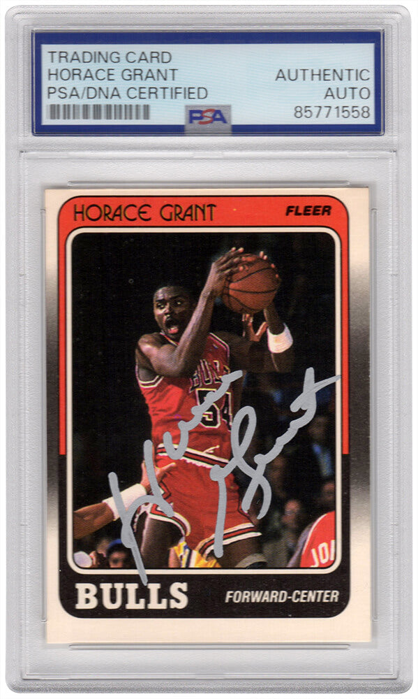 Horace Grant Signed Chicago Bulls 1988 Fleer Rookie Basketball Card #16 (In Silver) - (PSA Encapsulated)