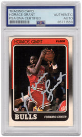 Horace Grant Signed Chicago Bulls 1988 Fleer Rookie Basketball Card #16 (In Silver) - (PSA Encapsulated)