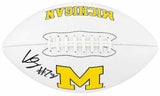 Kenneth Grant Signed Michigan Wolverines Logo Brands White Logo Football