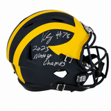 Kenneth Grant Signed Michigan Wolverines Riddell Full Size Speed Replica Helmet w/2023 Natty Champs