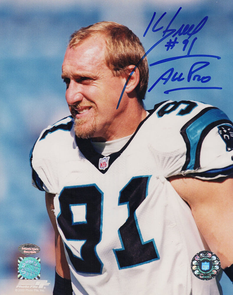 Kevin Greene Signed Carolina Panthers White Jersey Close Up 8x10 Photo w/All Pro
