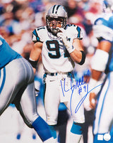 Kevin Greene Signed Carolina Panthers White Jersey Close Up 16x20 Photo