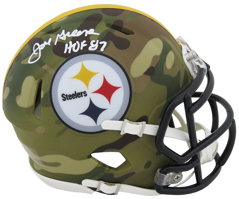Joe Greene Signed Pittsburgh Steelers CAMO Riddell Speed Mini Helmet w/HOF'87