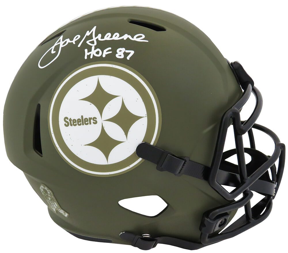 Joe Greene Signed Pittsburgh Steelers Salute To Service Riddell Full Size Speed Replica Helmet w/HOF'87