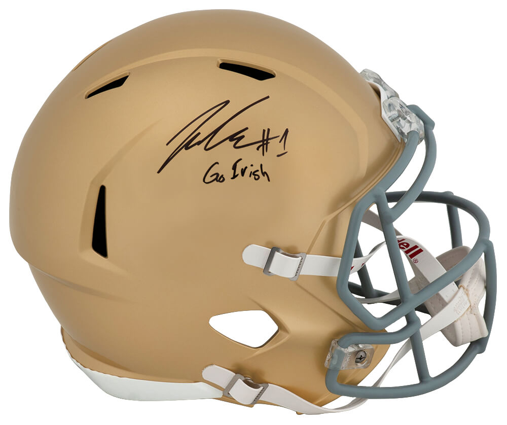 Jaden Greathouse Signed Notre Dame Fighting Irish Riddell Full Size Speed Replica Helmet w/Go Irish